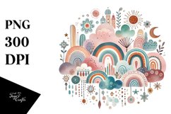 Boho Cloud Watercolor PNG Product Image 1
