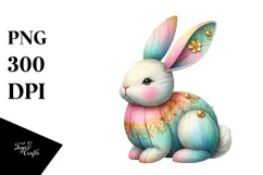 Colorful Bunny Wood PNG Product Image 1