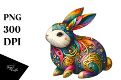 Colorful Bunny Wood PNG Product Image 1
