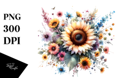 Colorful Sunflower Watercolor Washed Product Image 1