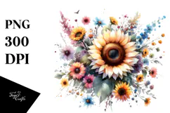 Colorful Sunflower Watercolor Washed Product Image 1