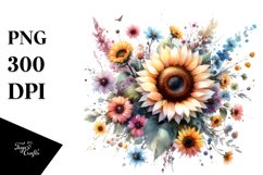 Colorful Sunflower Watercolor Washed Product Image 1