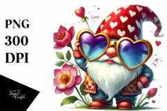 Valentines Gnome Heart Sunglasses PNG Product Image 1