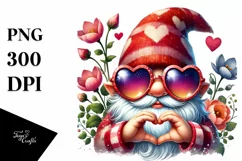 Valentines Gnome Heart Sunglasses PNG Product Image 1