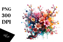 Colorful Cherry Blossom PNG Product Image 1