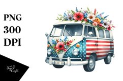 Van Flower USA Flag Sublimation Clipart Product Image 3