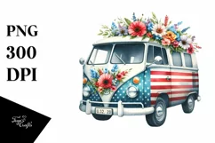 Van Flower USA Flag Sublimation Clipart Product Image 3