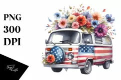 Van Flower USA Flag Sublimation Clipart Product Image 3