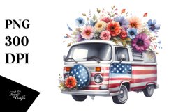 Van Flower USA Flag Sublimation Clipart Product Image 1