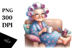 Watercolor Lady Couch Hair Curlers Mug Product Image 1