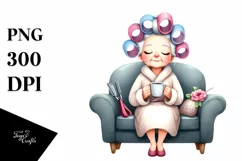 Watercolor Lady Couch Hair Curlers Mug Product Image 1