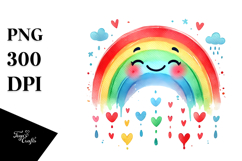 Colorful Bunny with Smiling Rainbow PNG Product Image 1