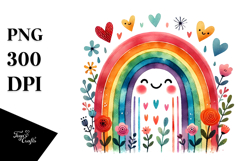 Colorful Bunny with Smiling Rainbow PNG Product Image 1