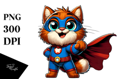 Cartoony Cat with Superhero Cape PNG Product Image 1