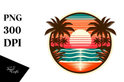Retro Tropical Beach Sunset PNG Product Image 1
