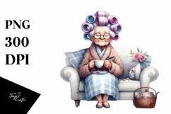 Watercolor Lady Couch Hair Curlers Tea Cup Product Image 3