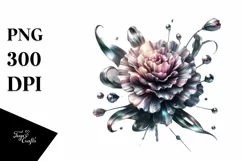 A Shiny Carnation Clipart with Watercolor Splash Product Image 3