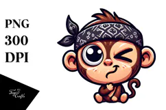 Ridiculously Cute Cartoon Monkey, PNG Product Image 1