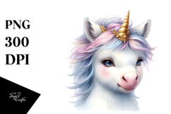 Detailed Baby Unicorn Watercolor PNG Product Image 1