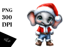 Confused Elephant in Santa Suit | Summer Clipart Product Image 1