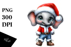 Confused Elephant in Santa Suit | Summer Clipart Product Image 1