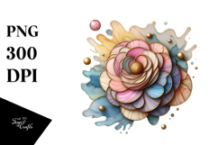 Small Stained Ranunculus Frame PNG Product Image 1