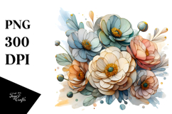 Small Stained Ranunculus Frame PNG Product Image 1