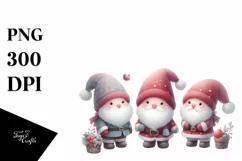 Santa Cute Gnomes Digital Painting PNG Product Image 1