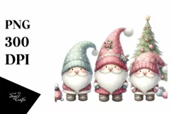 Santa Cute Gnomes Digital Painting PNG Product Image 1
