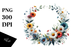 Colorful Daisy Watercolor Floral Frame Product Image 1