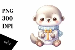 Winter Lion Baby Watercolor PNG Product Image 1
