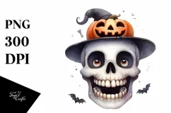 Funny Skull Smile Big Teeth Haloween Clipart Product Image 1