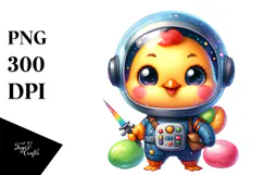 Baby Chicken with Astronaut Suit and Jellybean Jar PNG Product Image 1