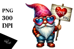 Detailed Valentines Gnome with Heart Sunglasses PNG Product Image 1
