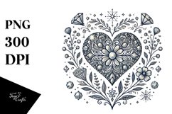 Vintage Diamond Heart PNG Product Image 1