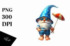 Summer Gnome with Azzure Accents on the Beach | Sublimation Product Image 3