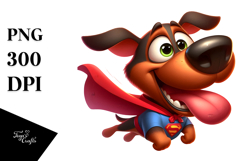 Goofy Dog in Superhero Cape PNG Product Image 1