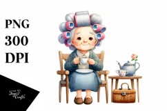Watercolor Character Tea Cup Bench Hair Curlers Product Image 3