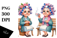 Watercolor Character Tea Cup Bench Hair Curlers Product Image 1