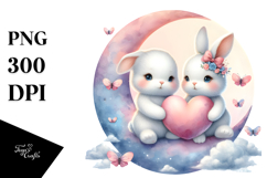 Colorful Rabbit on Moon, PNG Product Image 1