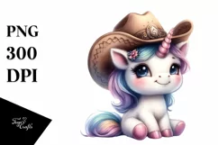Cowboy Hat Baby Unicorn | Clipart Product Image 1
