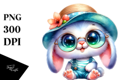 Cute Baby Rabbit in Summer Clothes Vibrant PNG Product Image 1