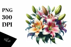 Vibrant Lily Bouquet | Sublimation | Clipart Product Image 3