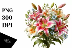 Vibrant Lily Bouquet | Sublimation | Clipart Product Image 1