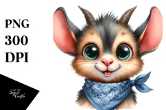 Funny Baby Mouse Goat with Bandana PNG Product Image 1