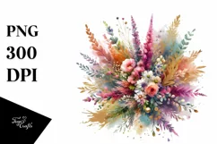 Colorful Bouquet Gold Foil | Sublimation Clipart Product Image 3