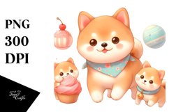 Cute Pastel Shiba Inu Watercolor Clipart Product Image 3