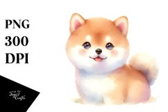Cute Pastel Shiba Inu Watercolor Clipart Product Image 3