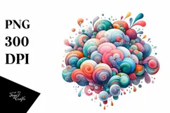 Colorful Cloud Watercolor Pastell Clipart Product Image 1
