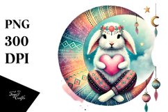 Boho Rabbit on Moon PNG Product Image 1